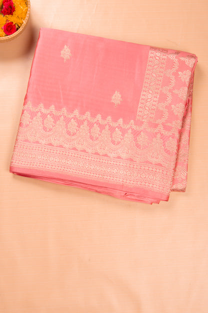 Banarasi Satin Mashru Silk Butta Peach Saree