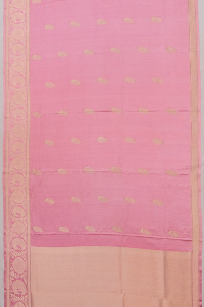 Banarasi Satin Mashru Silk Kadwa Butta Pink Saree