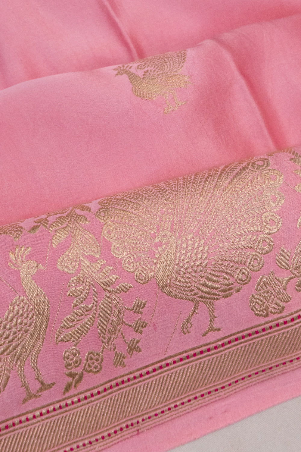 Banarasi Satin Mashru Silk Kadwa Butta Pink Saree