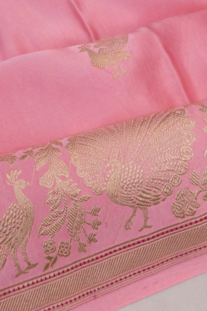 Banarasi Satin Mashru Silk Kadwa Butta Pink Saree