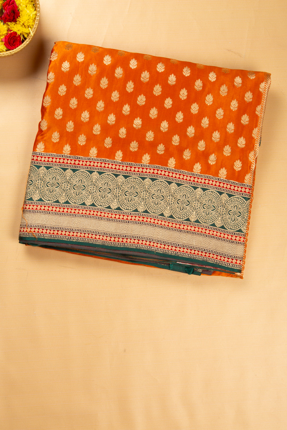 Banarasi Silk Brocade Orange Saree