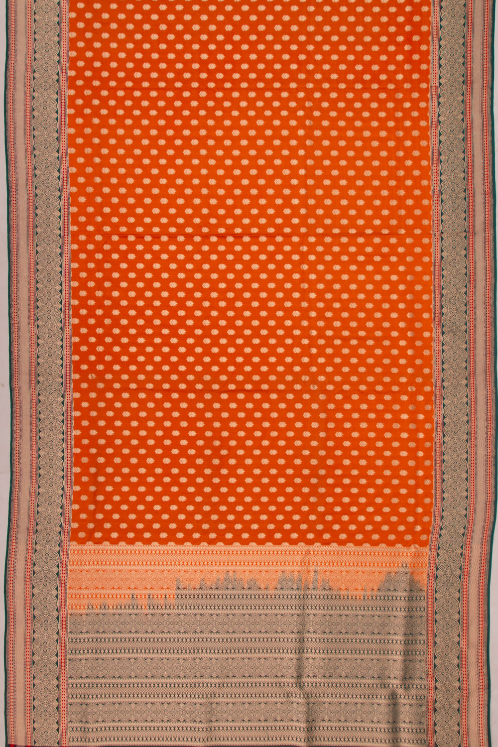Banarasi Silk Brocade Orange Saree