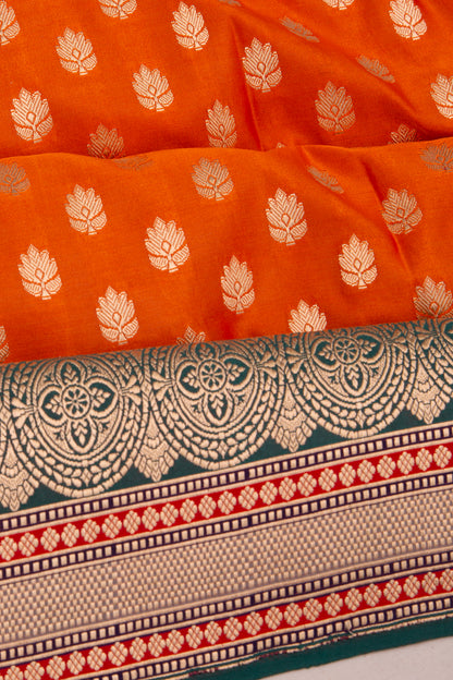 Banarasi Silk Brocade Orange Saree