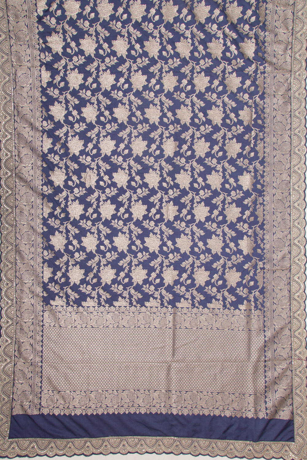 Banarasi Silk Jaal Stale Blue Saree