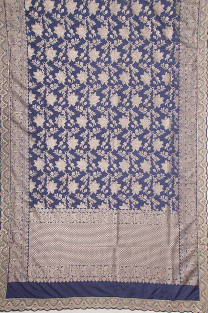 Banarasi Silk Jaal Stale Blue Saree