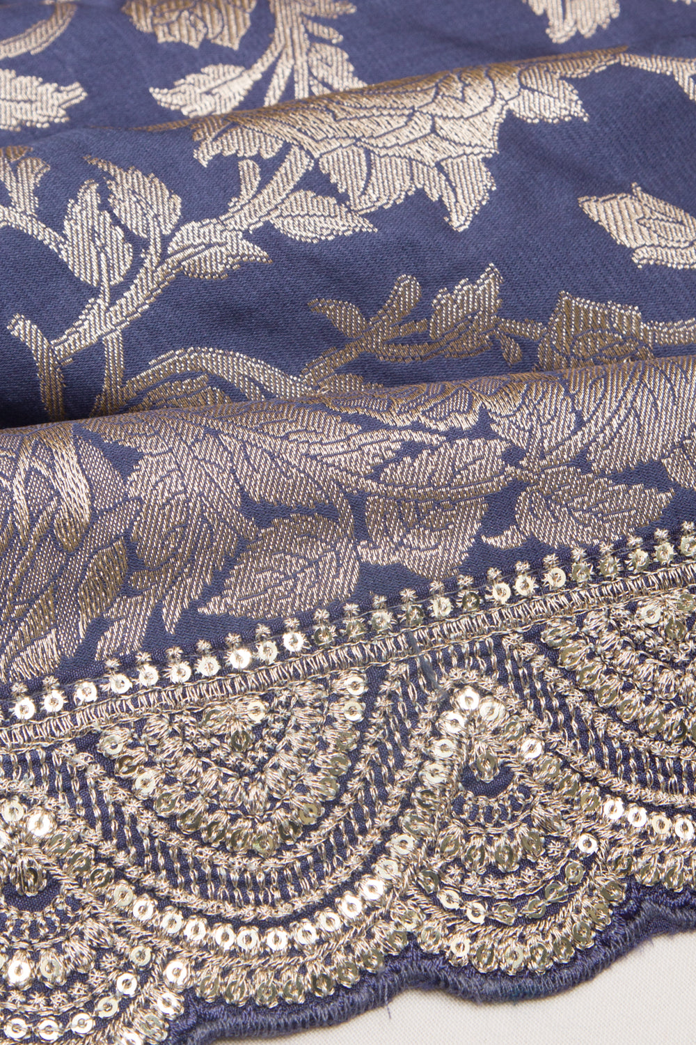 Banarasi Silk Jaal Stale Blue Saree