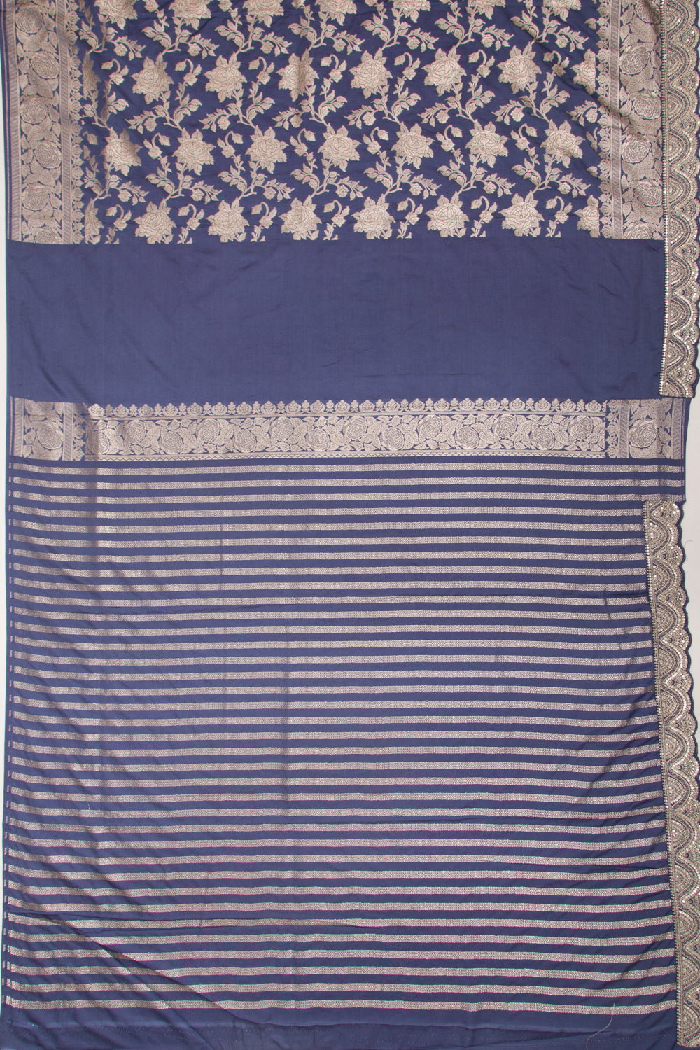 Banarasi Silk Jaal Stale Blue Saree