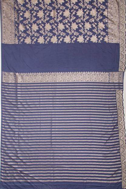 Banarasi Silk Jaal Stale Blue Saree