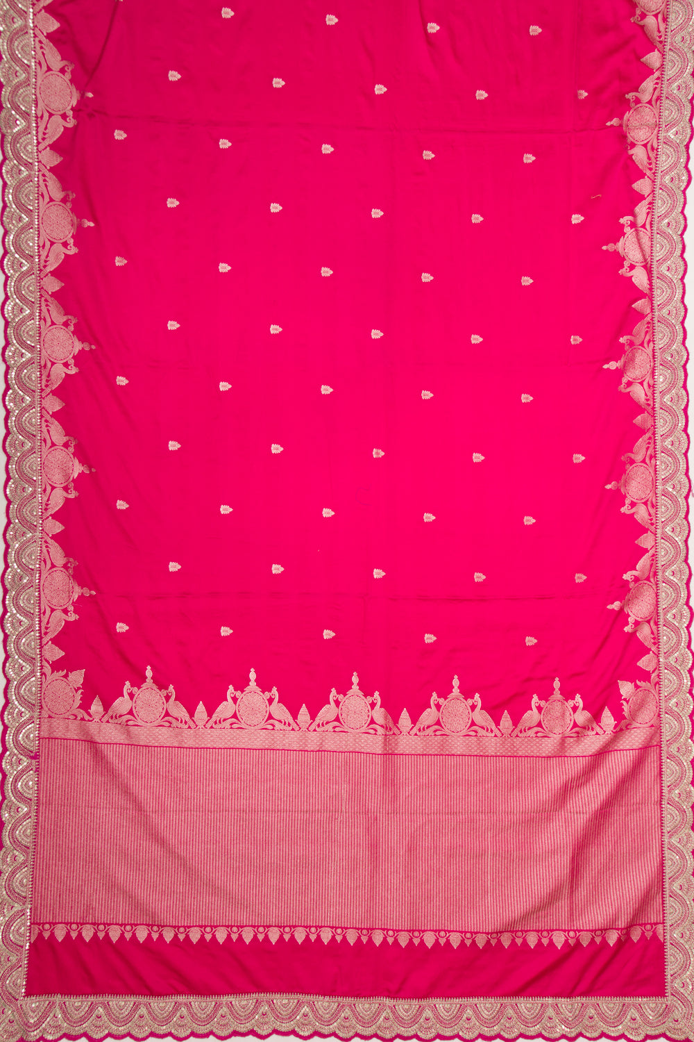 Banarasi Silk Butta Pink Saree With Embroidery Border
