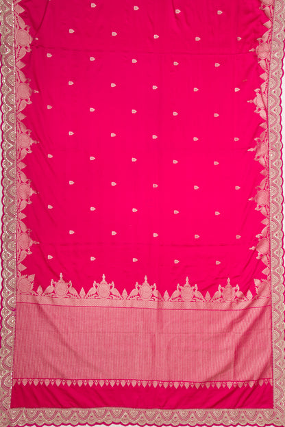 Banarasi Silk Butta Pink Saree With Embroidery Border
