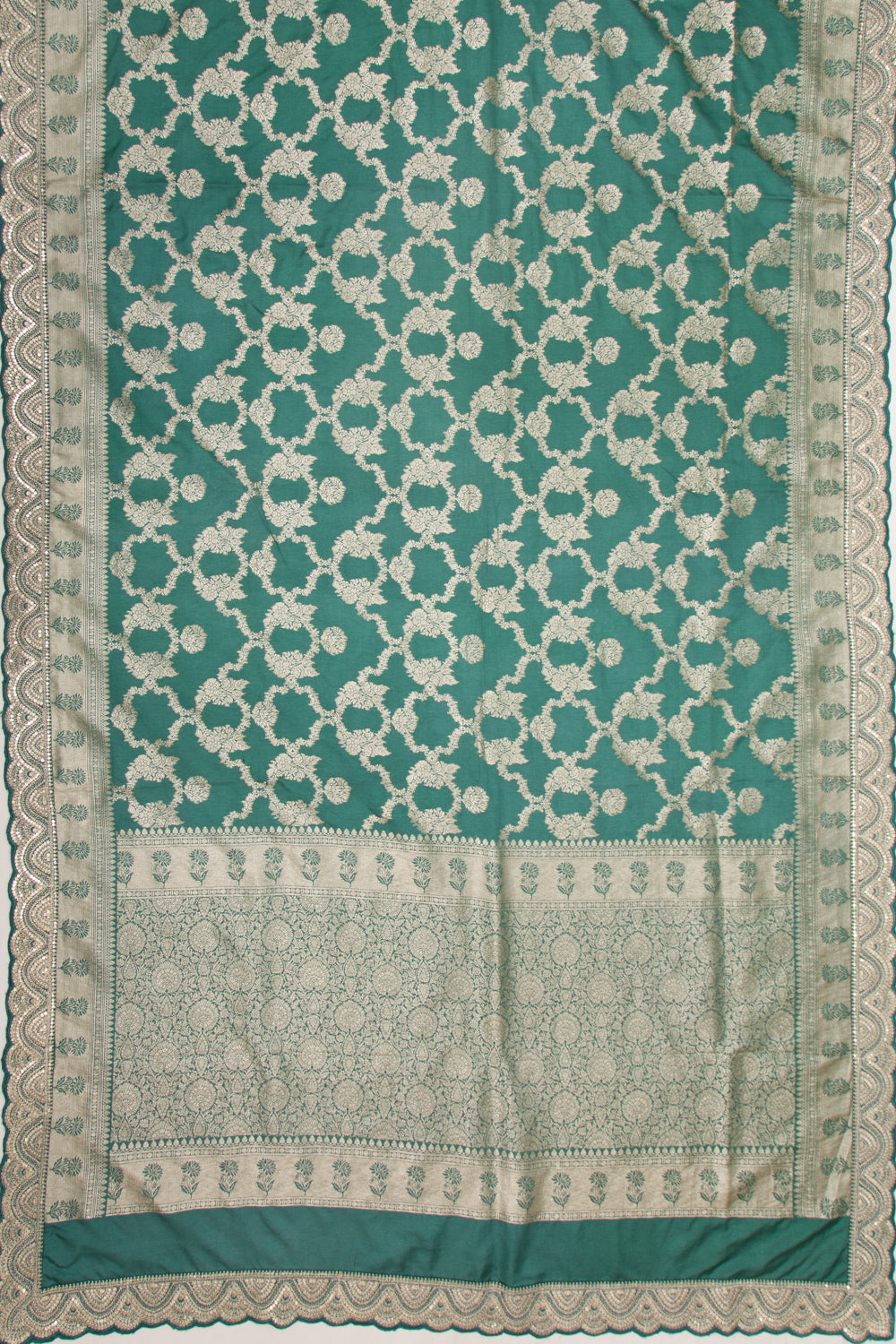 Banarasi Silk Jaal Sea Green Saree With Embroidery Border