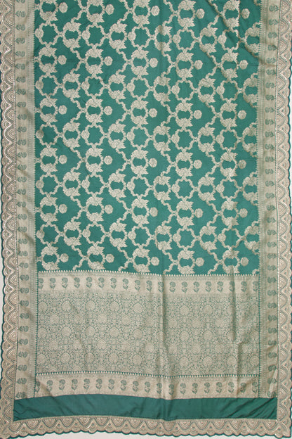 Banarasi Silk Jaal Sea Green Saree With Embroidery Border