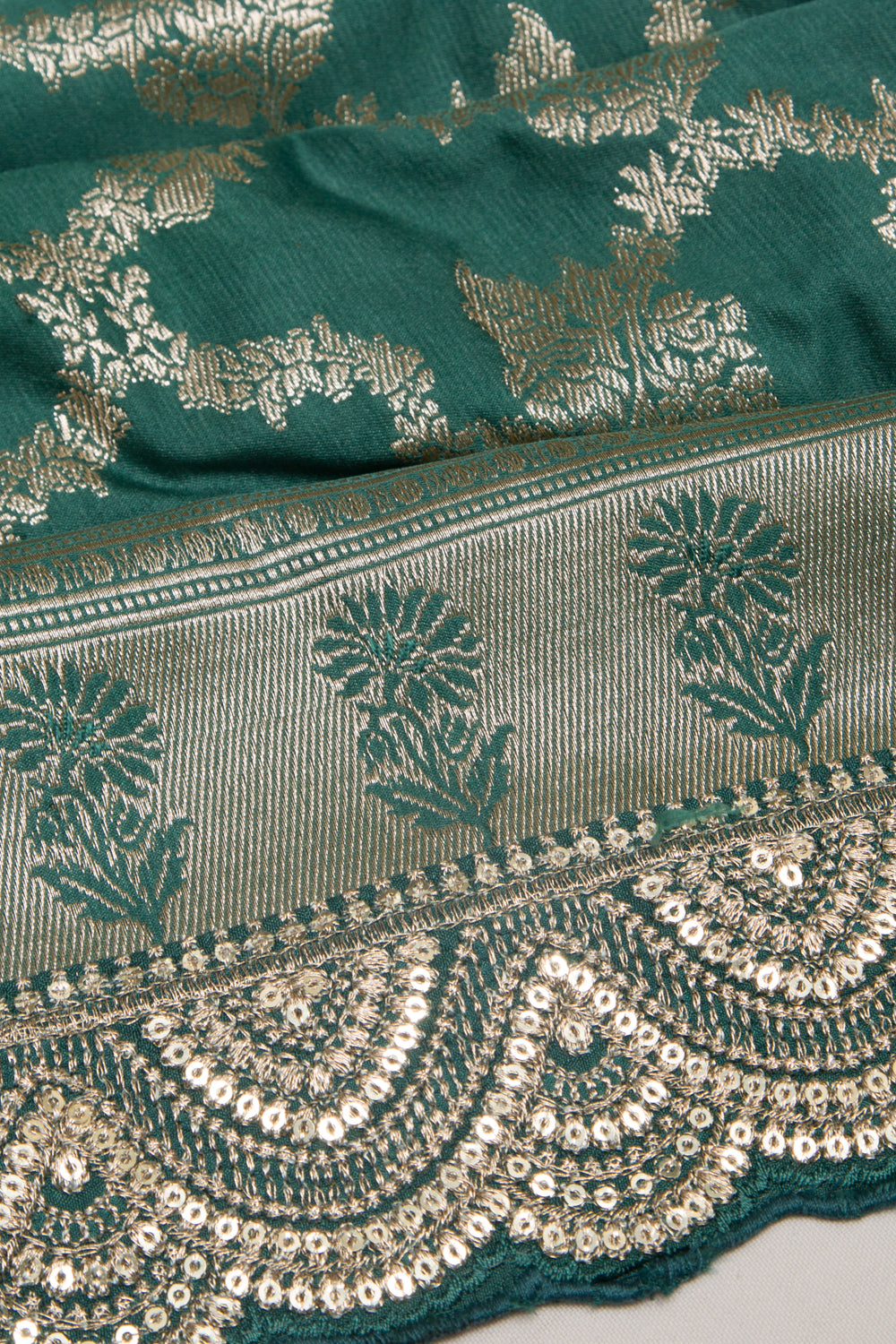 Banarasi Silk Jaal Sea Green Saree With Embroidery Border