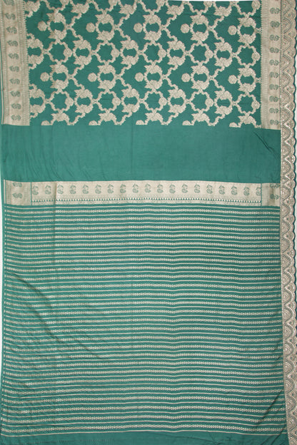 Banarasi Silk Jaal Sea Green Saree With Embroidery Border