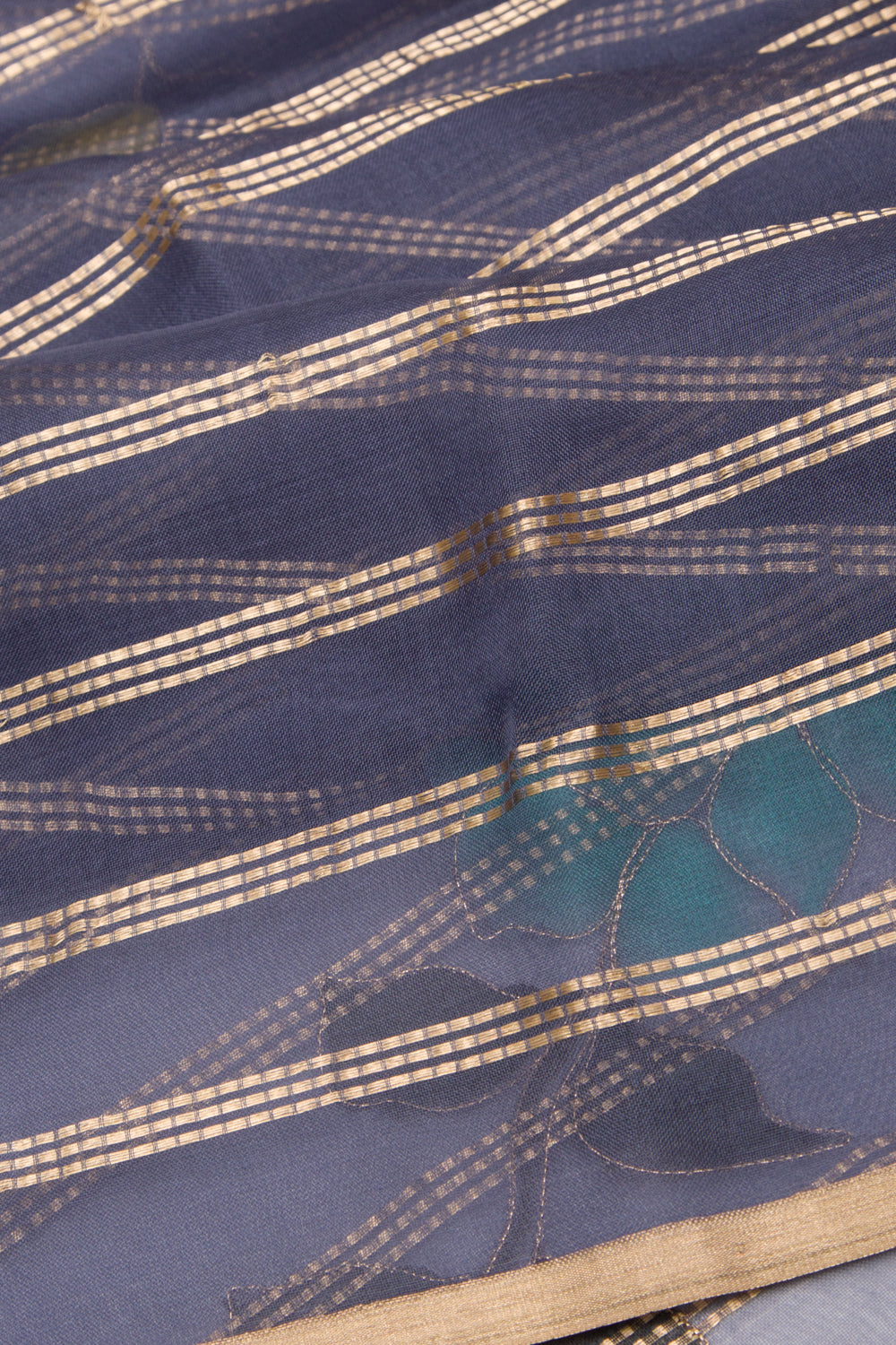 Organza Silk Horizontal Lines Grey Saree