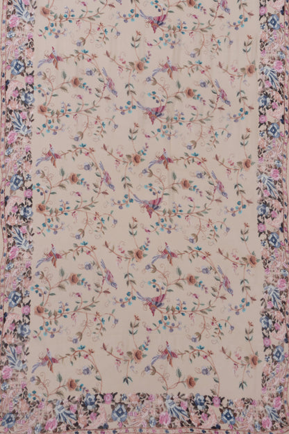 Georgette Floral Printed Cream Saree