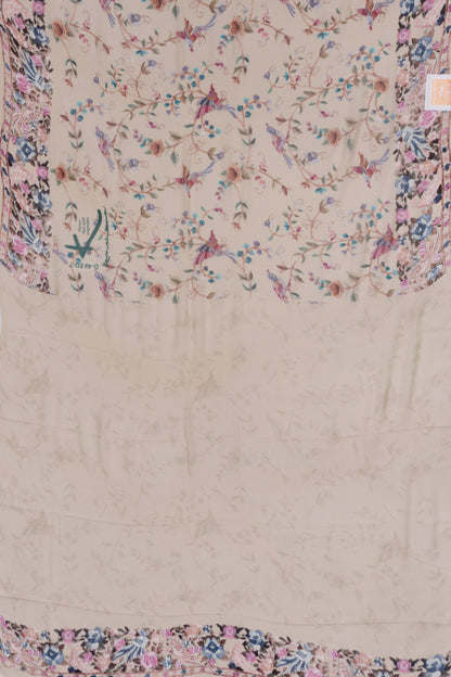 Georgette Floral Printed Cream Saree