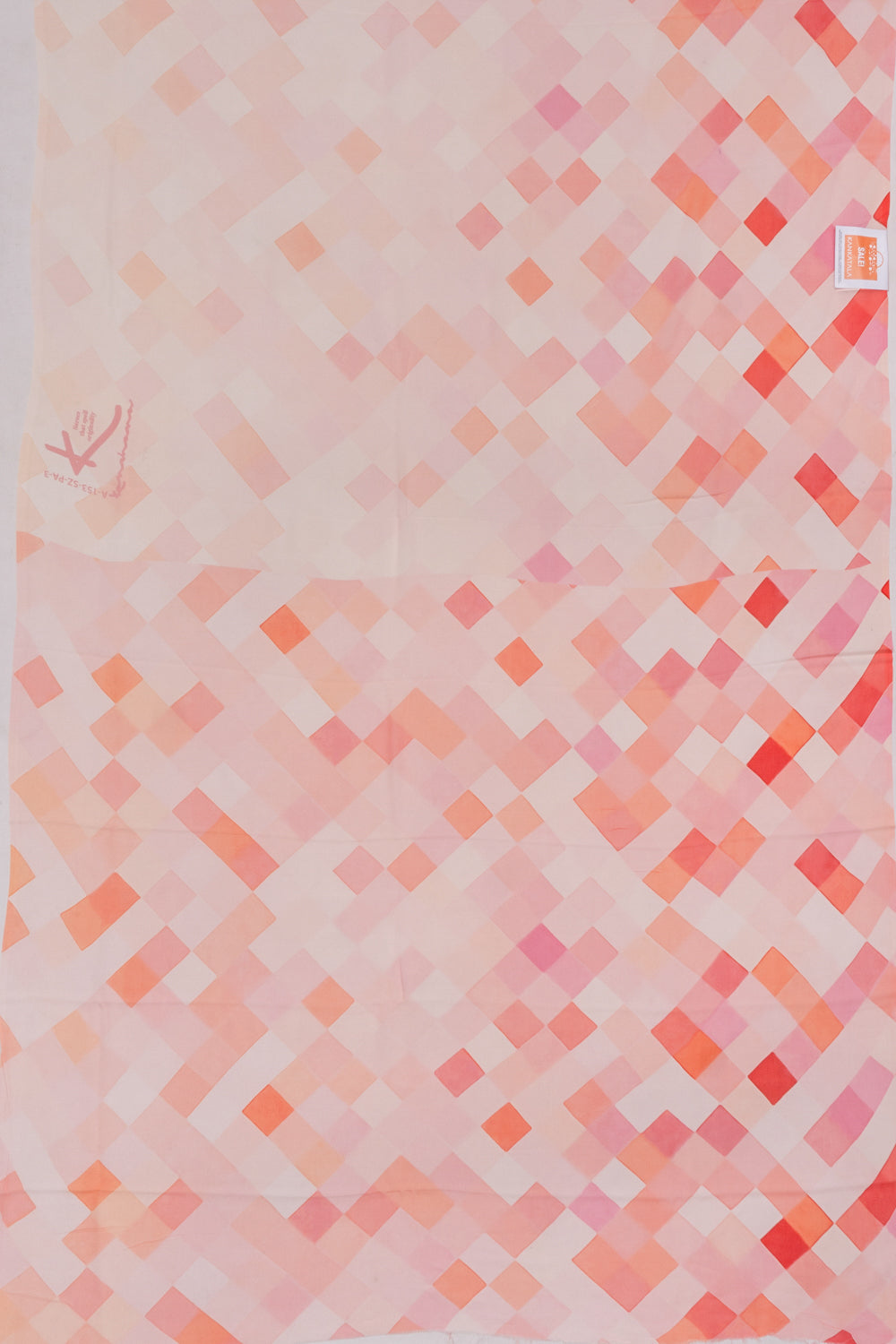 Georgette Geometrical Prints Pastel Orange Saree