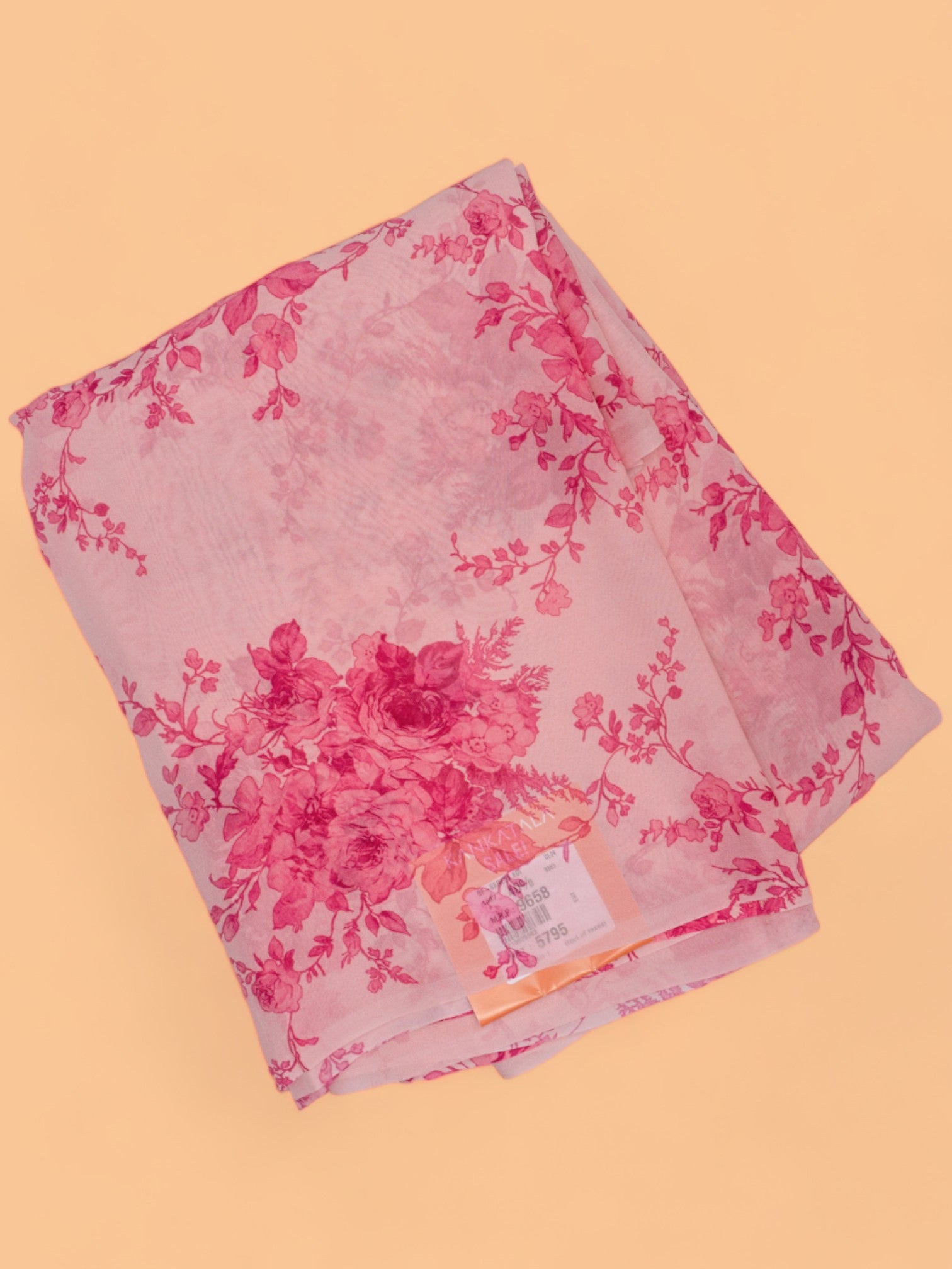 Georgette Floral Printed Baby Pink Saree