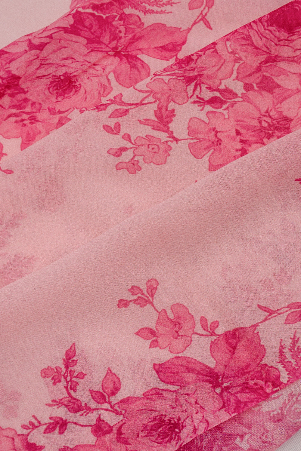 Georgette Floral Printed Baby Pink Saree