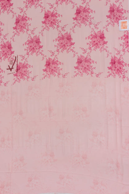 Georgette Floral Printed Baby Pink Saree