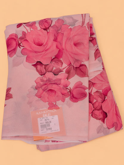 Georgette Floral Printed Baby Pink Saree