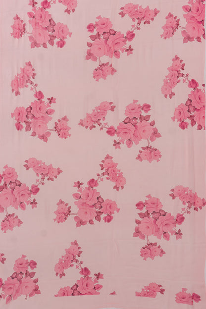 Georgette Floral Printed Baby Pink Saree