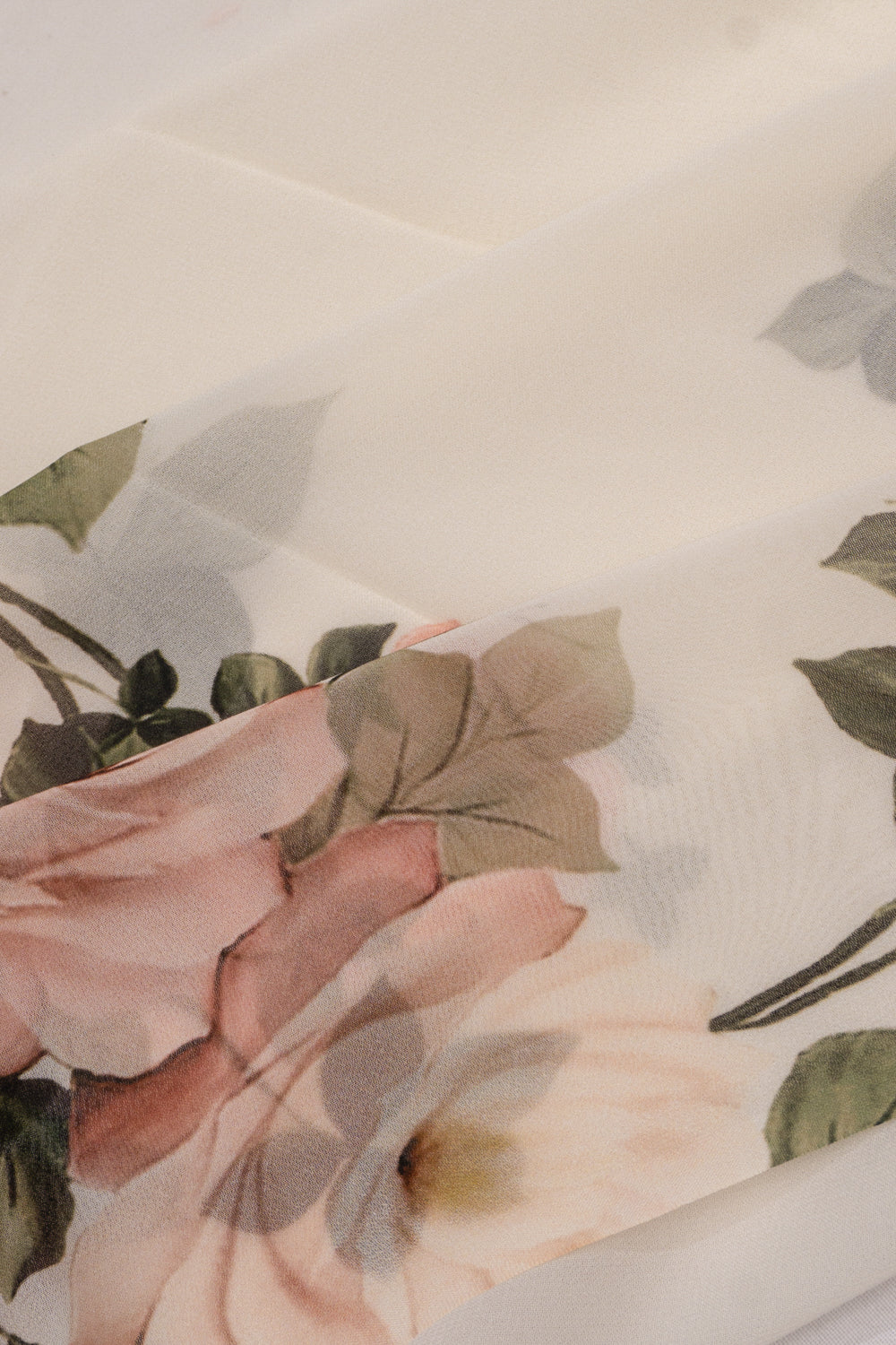 Georgette Floral Printed Off White Saree