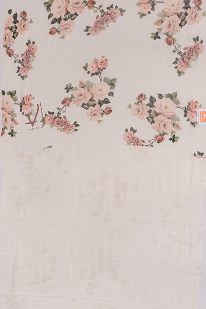 Georgette Floral Printed Off White Saree