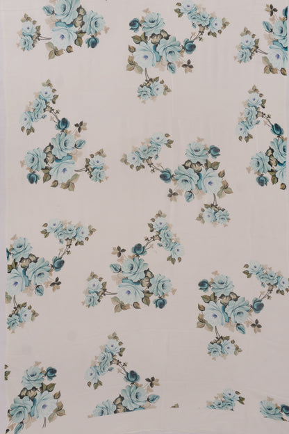 Georgette Floral Printed Off White Saree