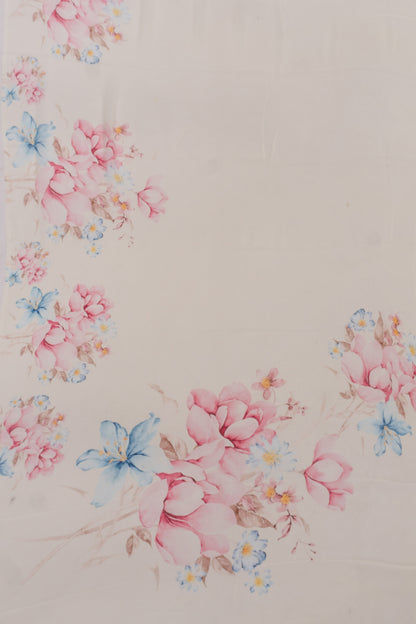 Georgette Plain Pale Yellow Saree With Printed Border And Pallu