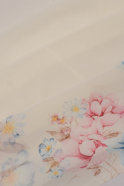 Georgette Plain Pale Yellow Saree With Printed Border And Pallu