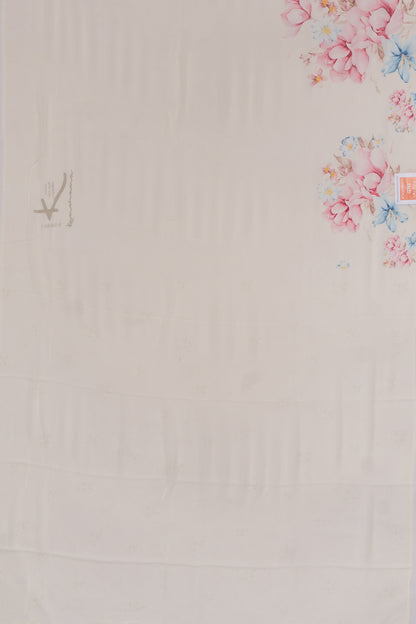 Georgette Plain Pale Yellow Saree With Printed Border And Pallu