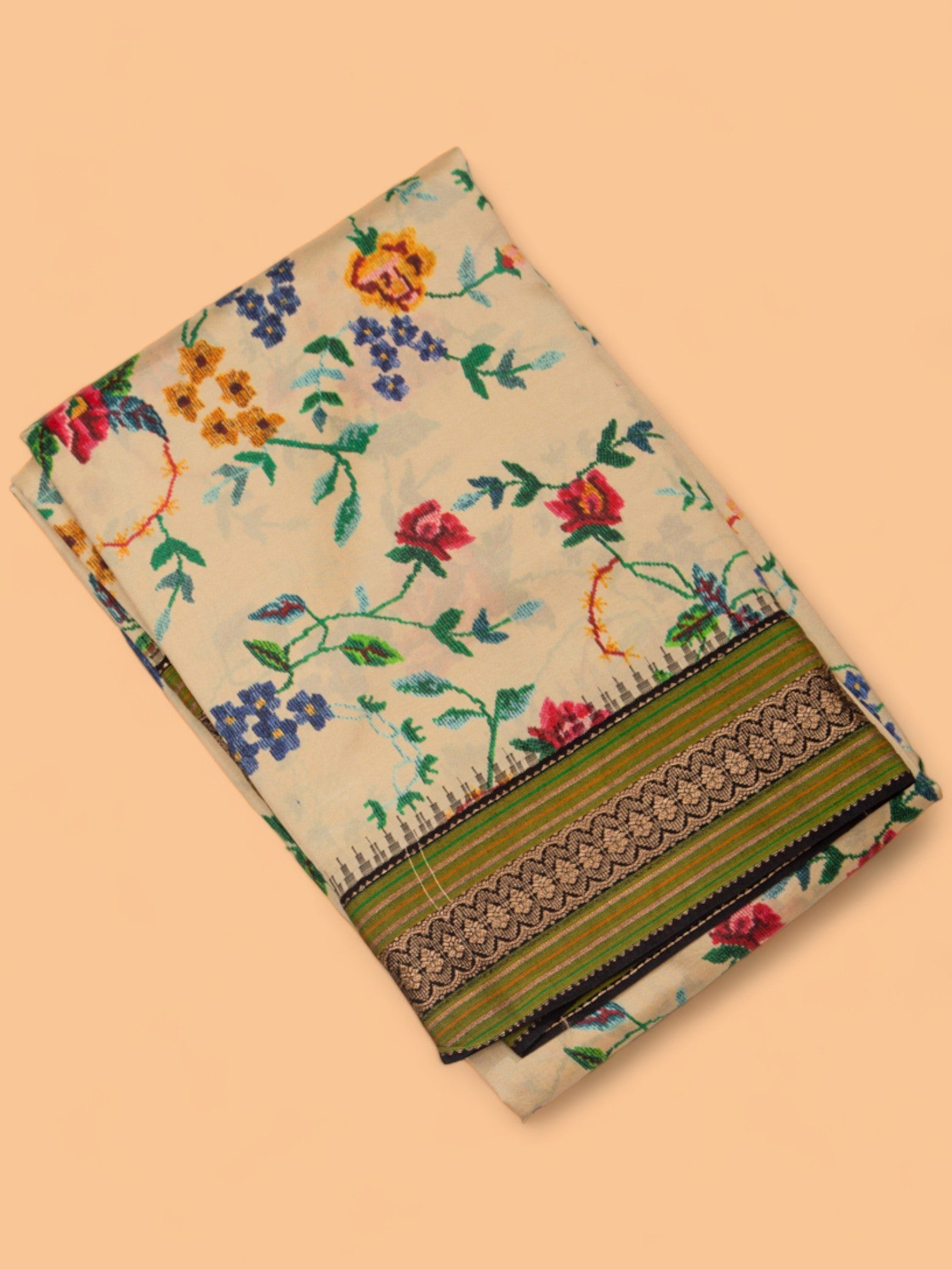 Soft Silk Floral Printed Pastel Yellow Saree