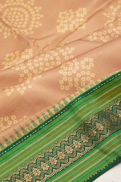 Soft Silk Printed Brown Saree