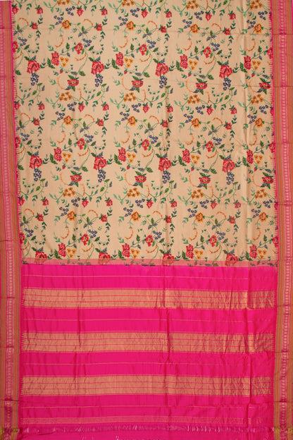 Soft Silk Floral Printed Beige Saree