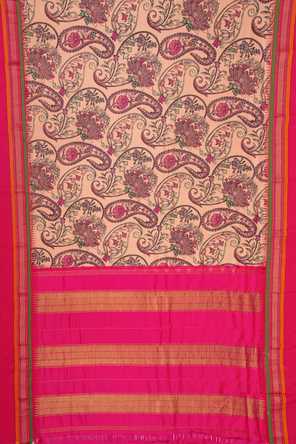 Soft Silk Floral Printed Peach Saree
