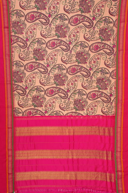 Soft Silk Floral Printed Peach Saree