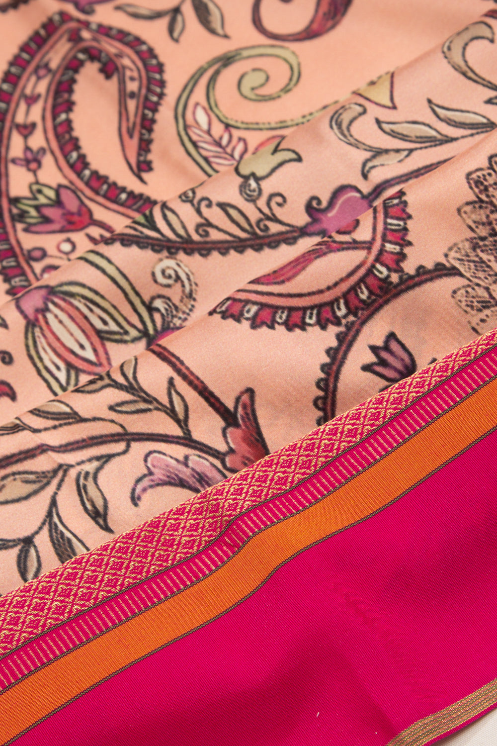 Soft Silk Floral Printed Peach Saree