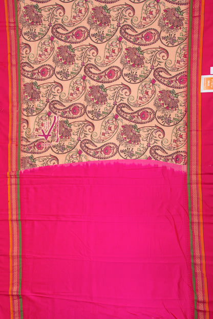 Soft Silk Floral Printed Peach Saree