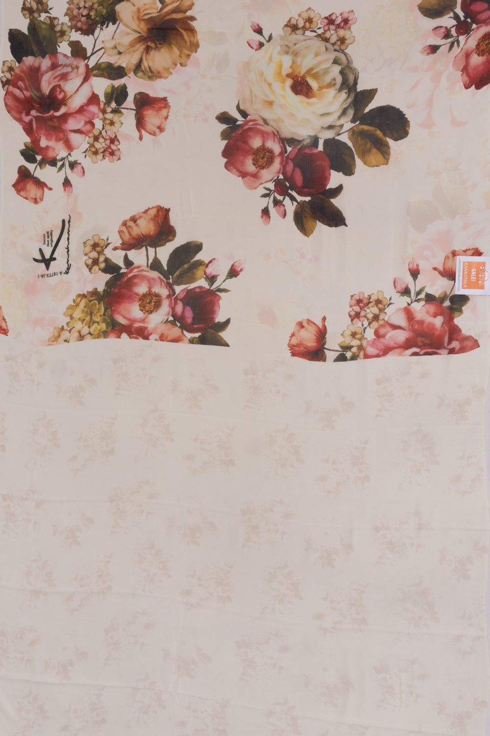 Georgette Floral Printed Off White Saree