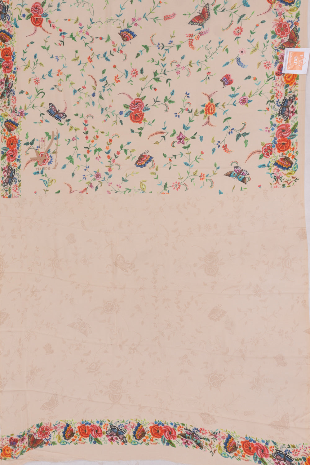 Georgette Floral Printed Cream Saree