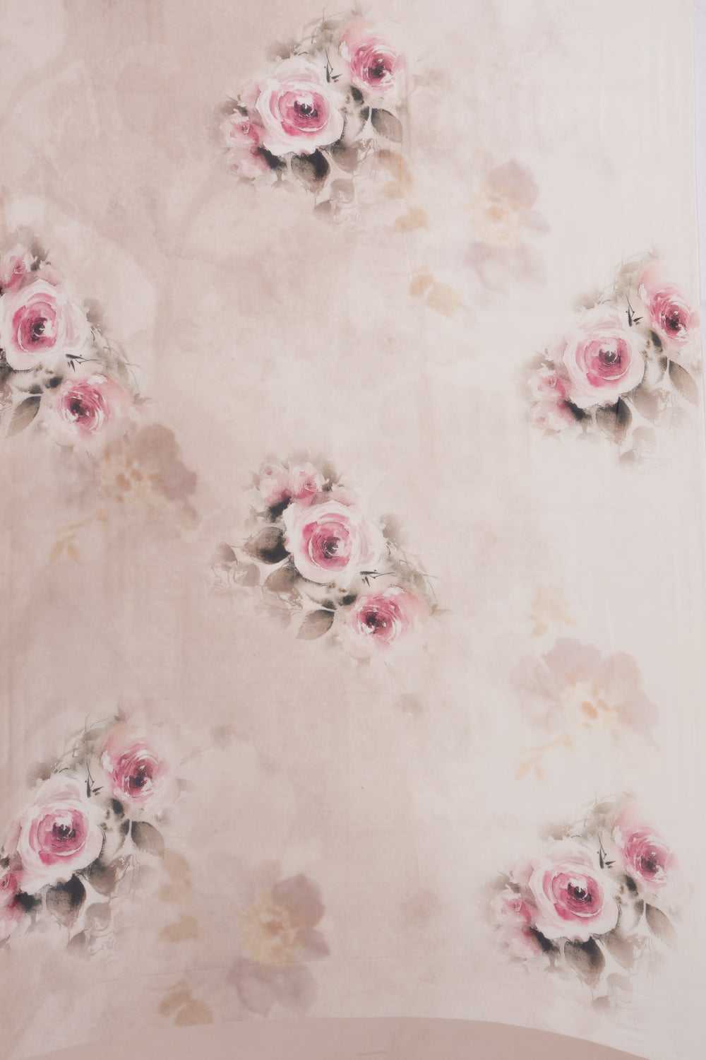 Satin Georgette Floral Printed Cream Saree