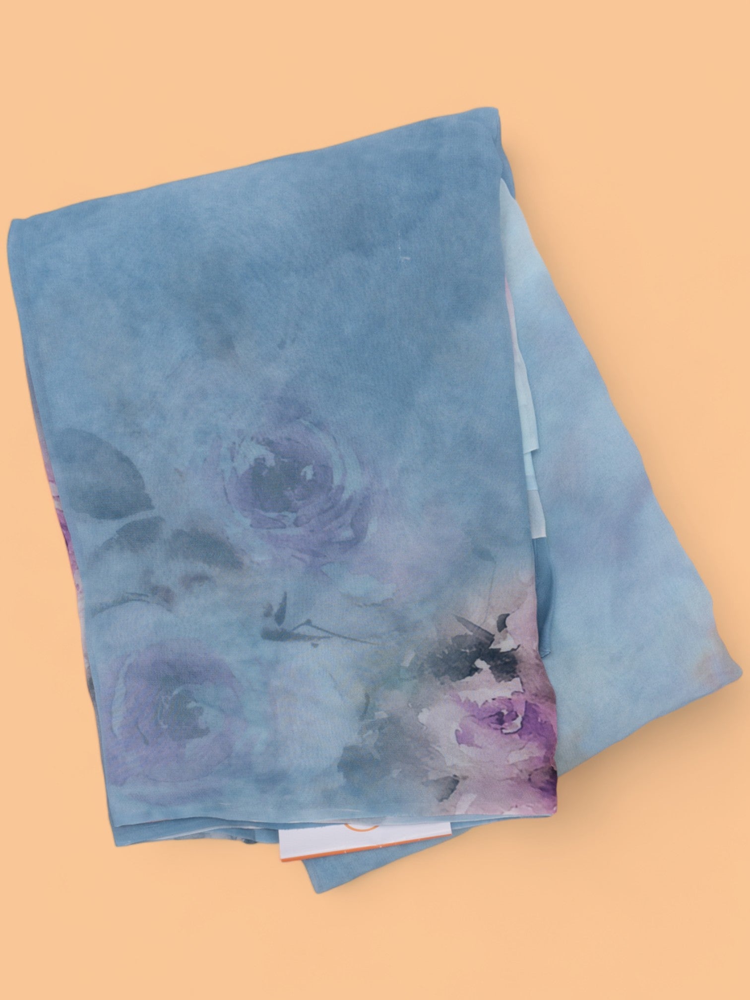 Satin Georgette Floral Printed Pastel Blue Saree
