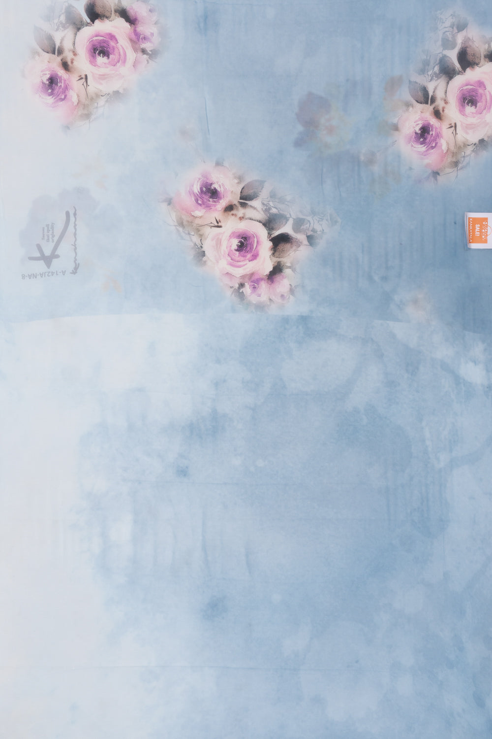 Satin Georgette Floral Printed Pastel Blue Saree