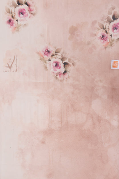 Satin Georgette Floral Printed Pastel Orange Saree