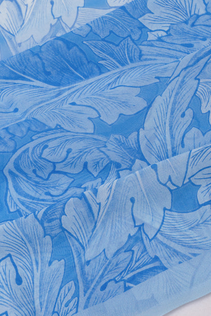 Satin Georgette Floral Printed Blue Saree