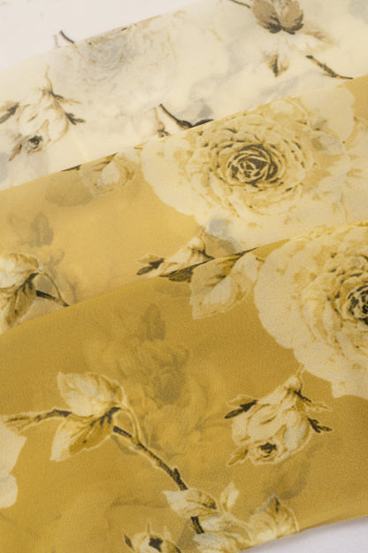 Satin Georgette Floral Printed Cream And Beige Saree