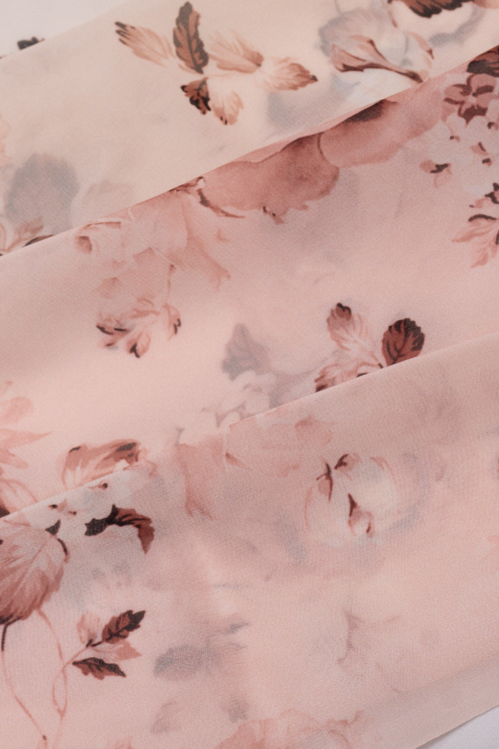 Satin Georgette Floral Printed Peach And Cream Saree