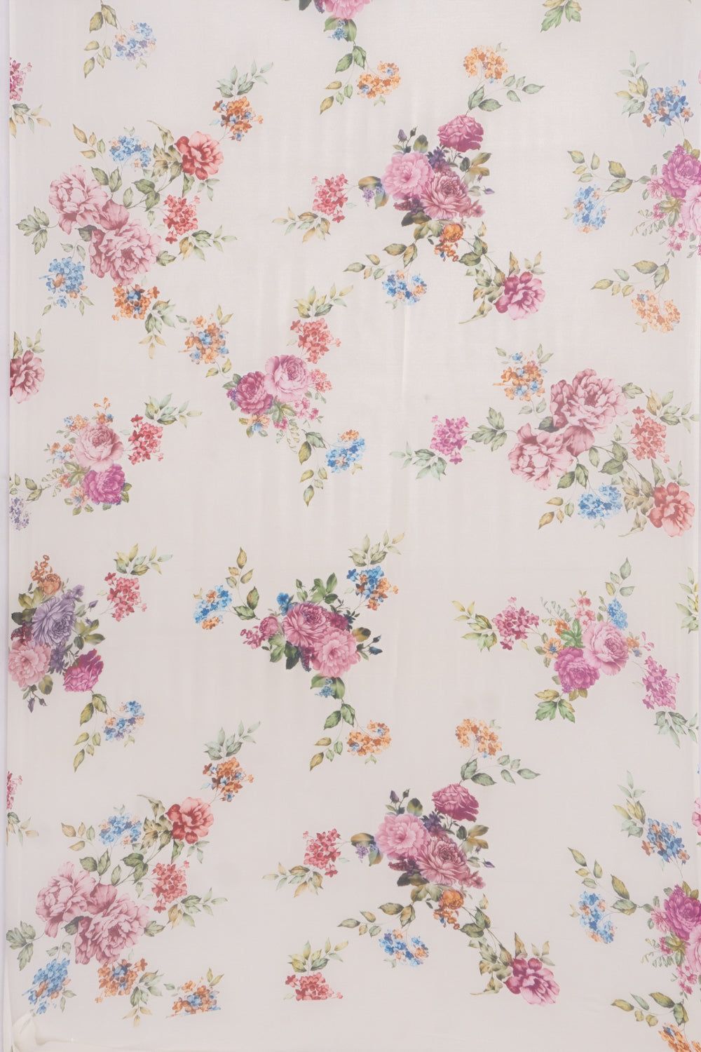 Satin Georgette Floral Printed Off White Saree